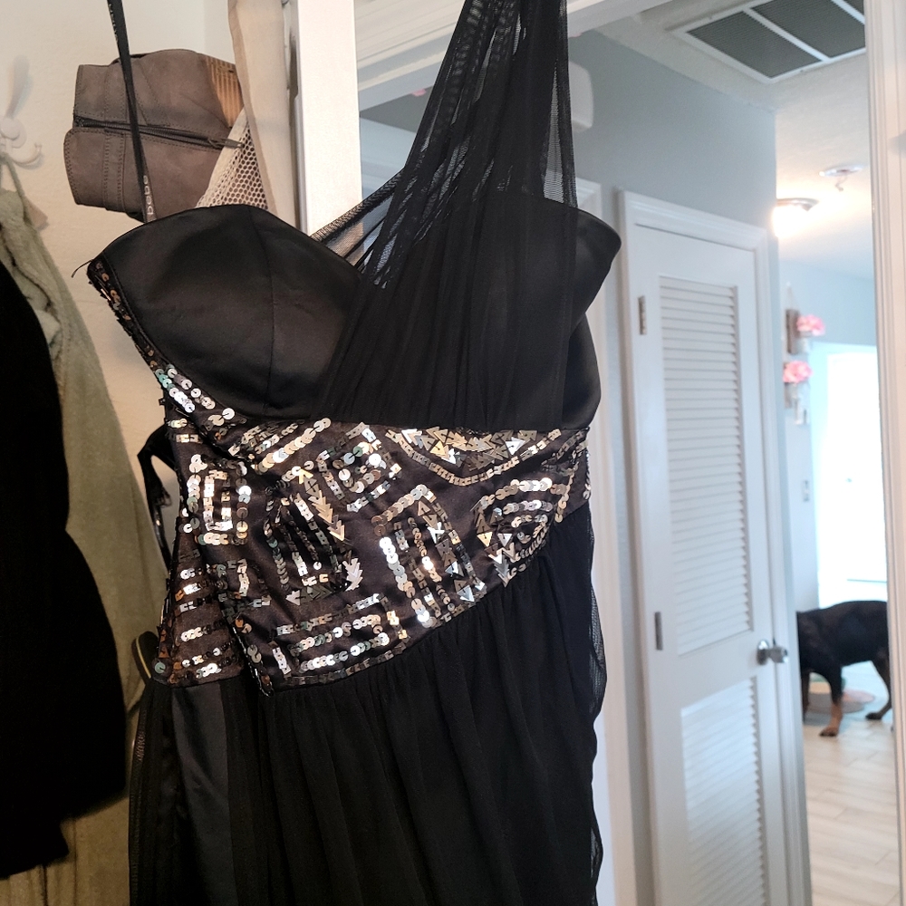 Bebe black and silver sequin dress